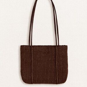 Nine West Chocolate Brown Woven Shoulder Bag – Boho Everyday Classic